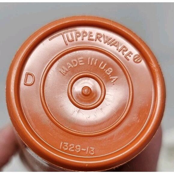 Vintage Tupperware 1329-15 Catsup & Mustard Orange Containers With Pump And Lids - Picture 4 of 4